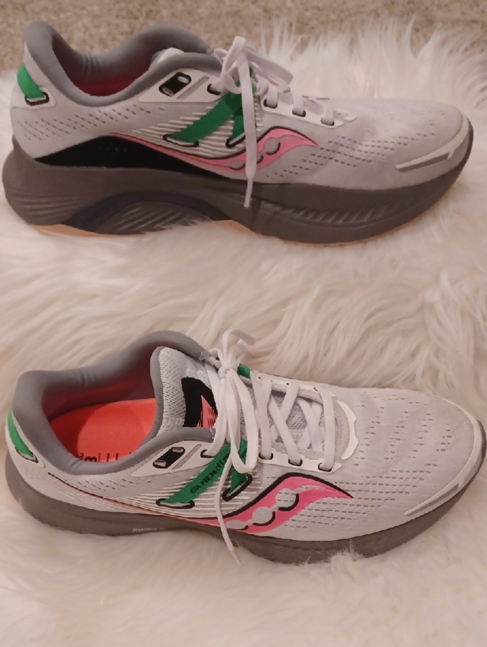Saucony Women's Gray Running Shoes with Pink & Green Accents